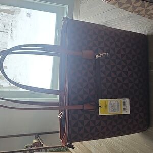 Brown Patterned Tote Bag